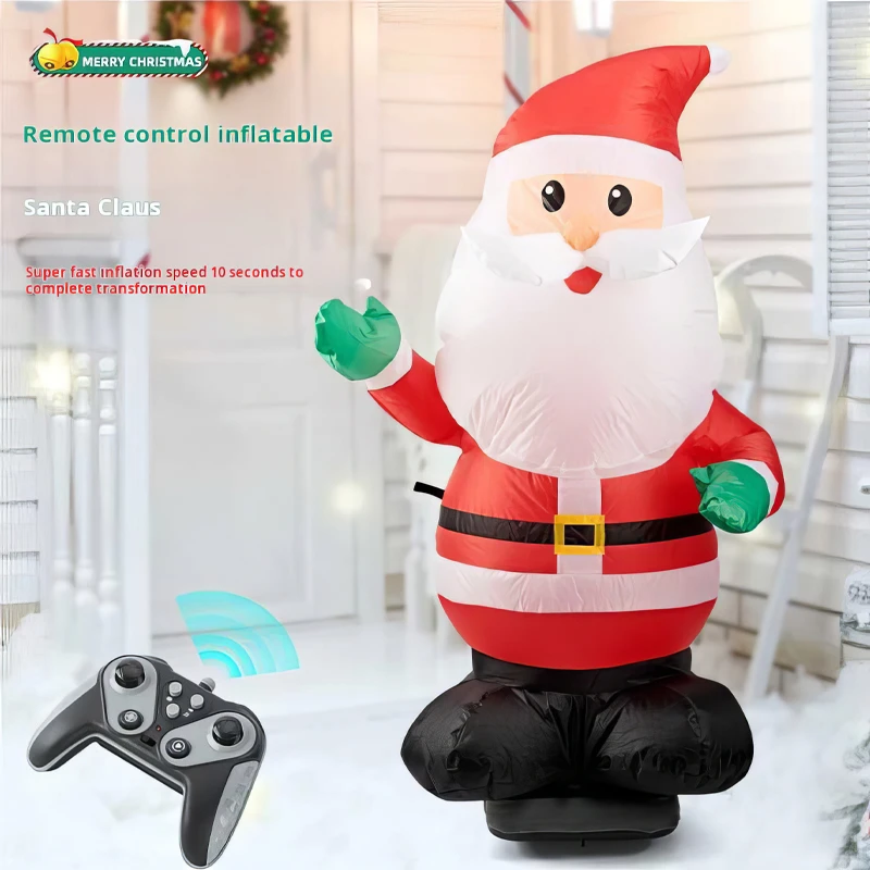 Giant Santa Claus Christmas Decorations Model One Key Inflatable Remote Control With Sound & Light Toy for Children 118 cm Tall